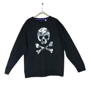 ROBERT GRAHAM Men’s Knockout Skull Long Sleeve Black Tee Very Good Cond 2XL